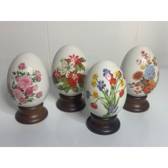 VTG 1988 Avon Colorful Flower Porcelain Egg Gifts of Nature Spring’s Brilliance - Picture 1 of 6